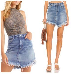 FREE PEOPLE BAILEY FRAYED TRIM DENIM SKIRT 30